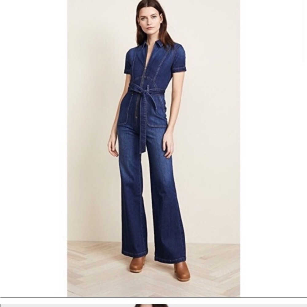 ISO Alice and Olivia Denim Wide Leg Jumpsuit